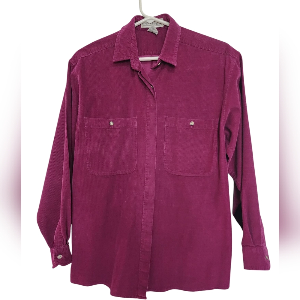 The GAP Vintage Red Magenta Cotton Long-Sleeve Corduroy Shirt SZ Medium